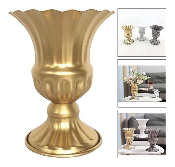 Elegant Retro Metall Blomstervase Retro Metall Blomstervase (gull) (1 stk)
