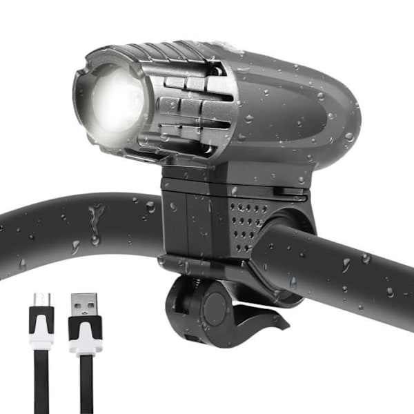 OUTAD Ultra Kraftig LED Forlygte - USB Genopladelig - Til Mountainbikes - Sort