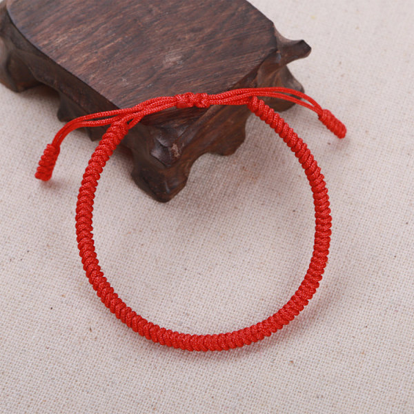Handgjort Armband + Buddhistisk Gåva! för Kvinnor, Män, Tonåringar. Justerbar Storlek! Vänskapsgåva. Handgjort Repvävt Chakra Armband Red