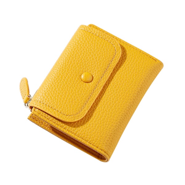 Dame 2-foldet Pung Læder Kort Pung Piger Kortholder Clutch Taske Ensfarvet Yellow