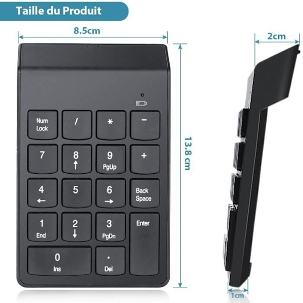 Mini trådløst numerisk tastatur 18 taster USB 2,4 GHz bærbar PC-del kompatibel med Windows, Mac og Linux