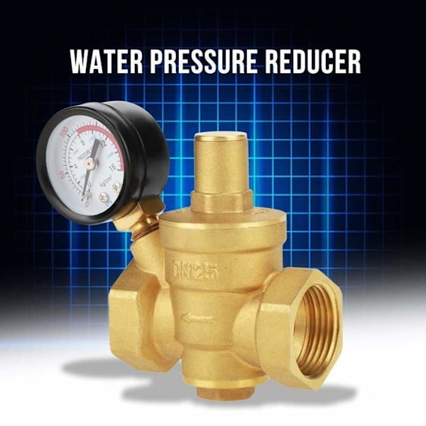 Tryckregulator, DN25 Justerbar Mässing Hållbar Vattentrycksreducerande Regulator + Metrisk Gänga (1.6MPa)