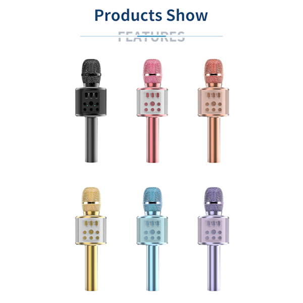 Karaokemikrofoni, langaton Bluetooth-mikrofoni lapsille LED-valoilla, kannettava karaokelaite laulamiseen, lelu/lahja tytöille ja pojille, KTV, kaiutin Pink