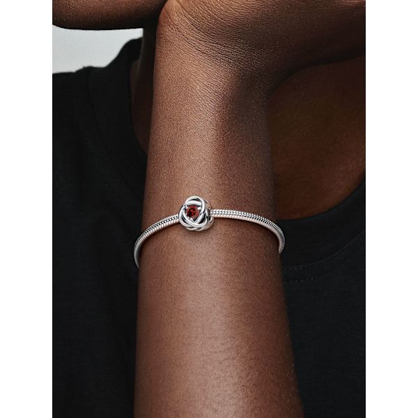 - January Red Eternity Circle Charm - Sterling silver