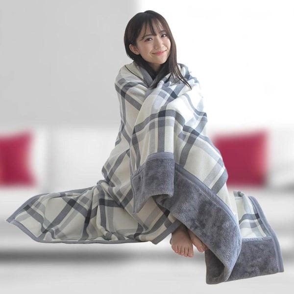 Lady Multifunktionell Dubbelskiktad Tartan Plaid Filt, Halsduk Sjal Bärbar Filt Mjuk Sjal, Stor Varm Mjuk Sjal Wrap, Filt Vinter Varm off-white