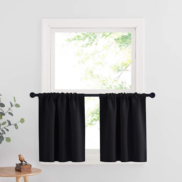 Todelt gardin - 76 x 92 cm, velegnet til små gardiner - sort