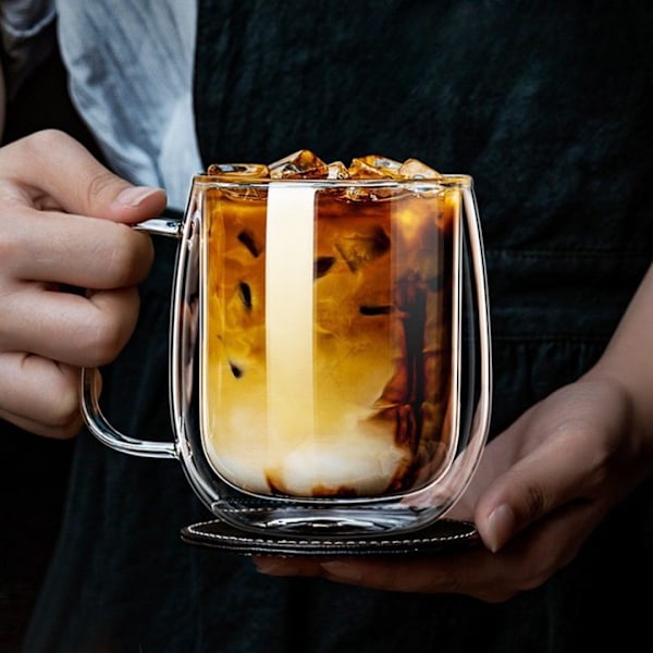 Dobbeltveggede kaffekopper i glass, sett med 2, 350 ml - Vakuumisolert