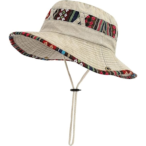 Solhatt for menn UV-beskyttelse Sommerstrandhatt Bomulls Booniehatt Safarihatt Bredbremmet Foldbar Fiskehage Vandringshatt