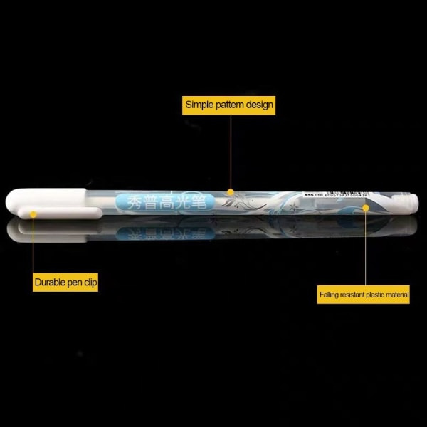 5 st 0,8 mm vit penna för blyertsskiss fineliner penna överlägsen hög ljus