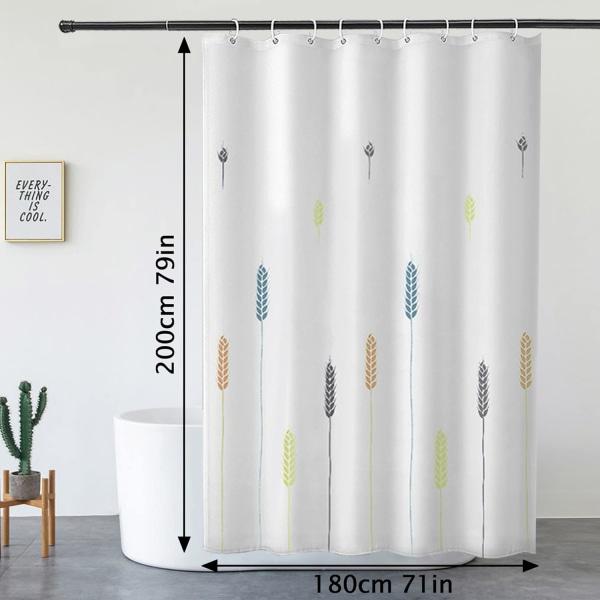 Bruseforhæng Badeværelsesforhæng Vandtæt Polyester Badeforhæng med 12 Kroge til Brusebad og Badeværelse 180x200CM Hvid 180*200
