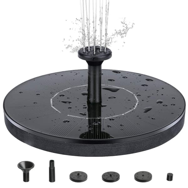 Solcelledrevet vandfontæne 16 cm Sort