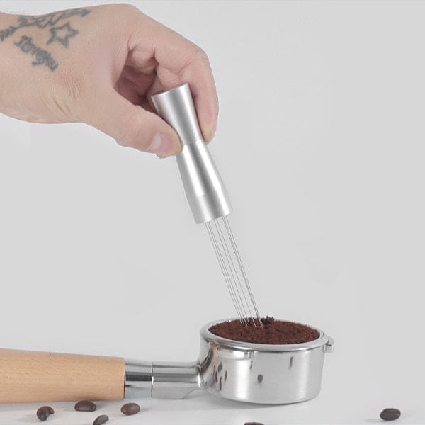 Espresso Kaffeerührer Kaffeerührwerkzeug WDT Dosierwerkzeug Nadeltyp Dosierer Handrührwerkzeug Silver