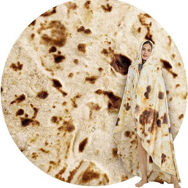 Burrito-tæppe, dobbeltsidet kæmpe hvedetortilla-tæppe