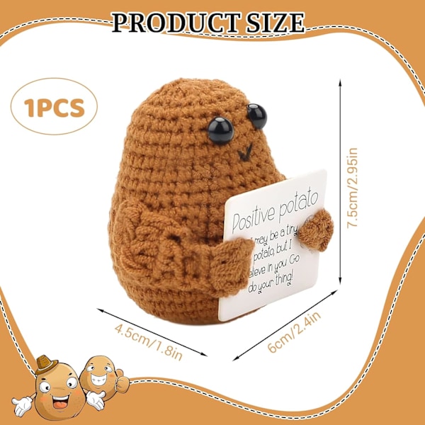 Mini Positiv Potatis Rolig Docka 7.5cm, Positiv Potatis Docka, Positiv Potatis Rolig, Fickkram Mini Kreativ Söt Stickad Plysch
