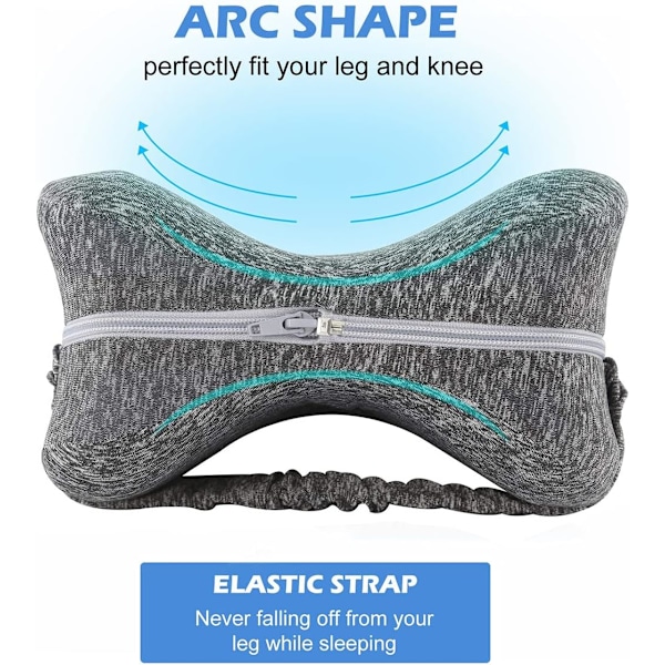 Knäkudde, Memory Foam Kilkudde Knäkudde för Sidosovare, Benvärk, Knävärk, Ledvärk (Grå)