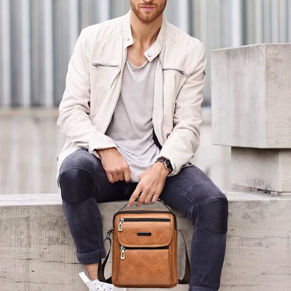Herretaske Herre Skuldertaske Læder Håndtasker Vandtætte Crossbody Tasker Retro Business Casual Messenger Læder Messenger Tasker Mænd