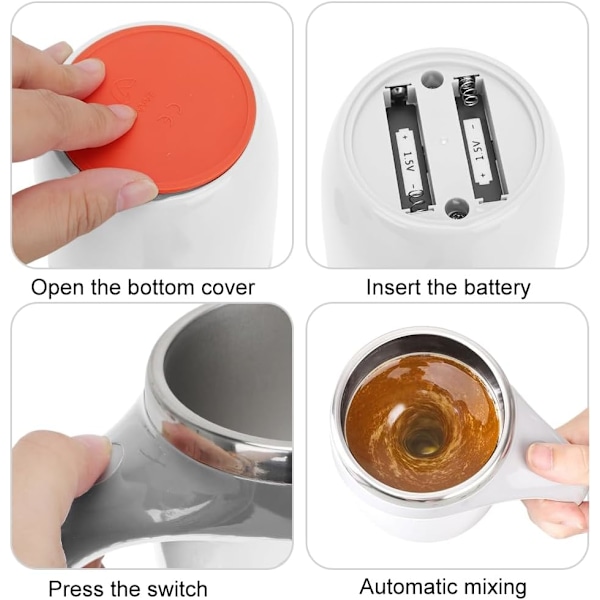 Selvrørende kopp, magisk krus, melk, kaffekopp, smart krus for kaffe. White