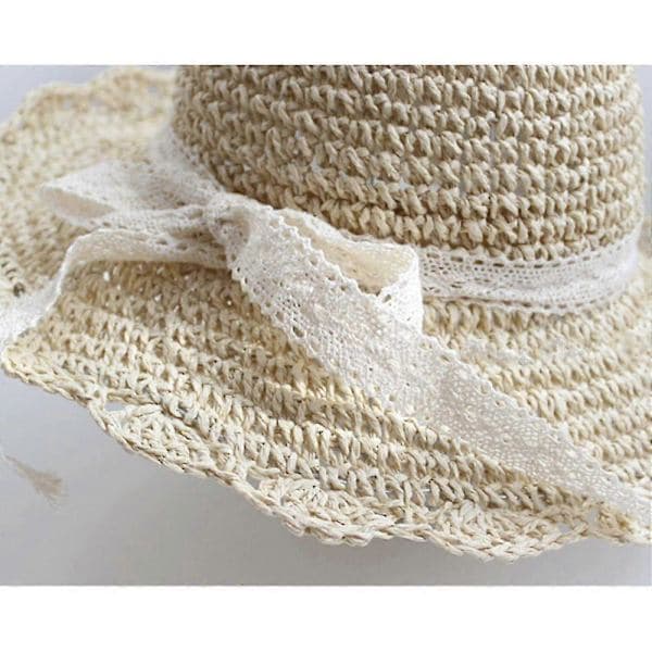 Dame solhat, beige, UV-beskyttelse, foldbar, bredskygget strandhat