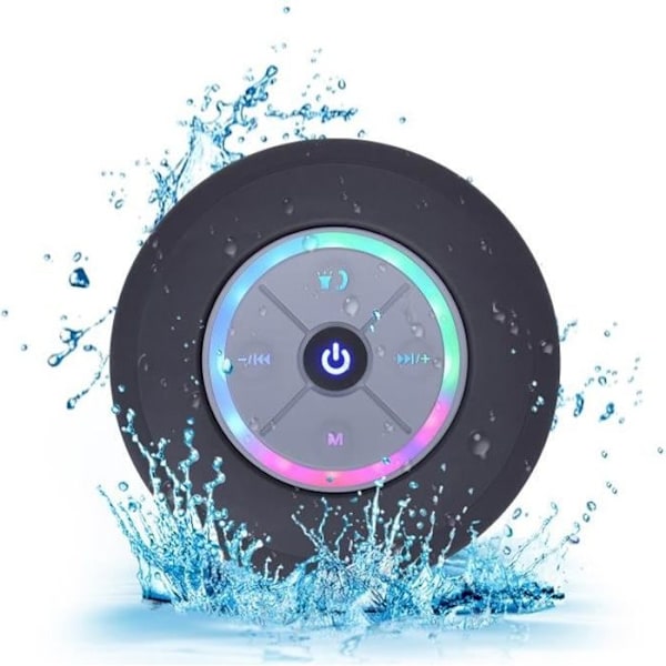 Svart Vattentät Bluetooth-högtalare - Sugpropp - Bärbar Högtalare - Inbyggt Batteri - Svart