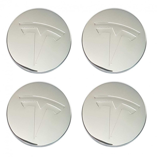 4-pakning - Tesla senterkopper / Navkapsler - Bil Sølv Silver