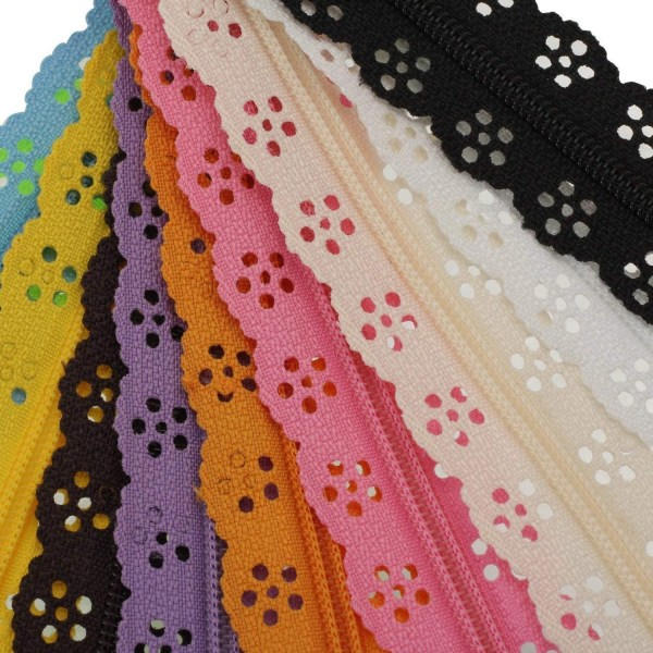 Slumpmässig färg 20 st 30 cm dragkedjor spets nylon för sömnadsklänning