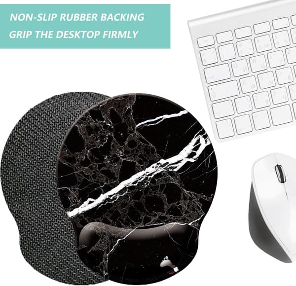 Musematte med håndleddsstøtte, ergonomisk musematte med minneskum håndleddsstøtte, sklisikker gummibase spillmusematte for hjemmet