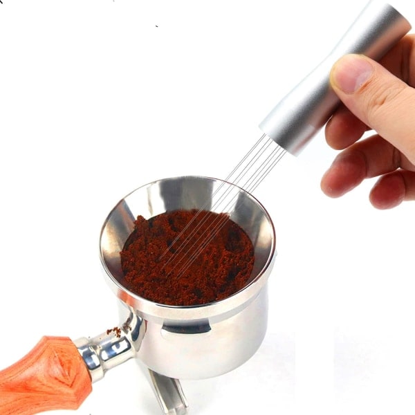 Espresso Kaffeerührer Kaffeerührwerkzeug WDT Dosierwerkzeug Nadeltyp Dosierer Handrührwerkzeug Silver