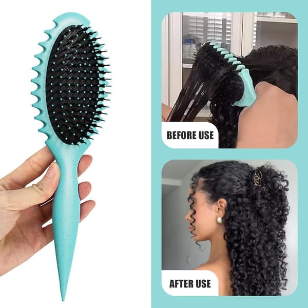 pc Curl Enhancing Brush All-round hårbørste, definerende bløde børster, hovedbundsmassage, luftpude, krøllet formstyling, grøn grøn Green