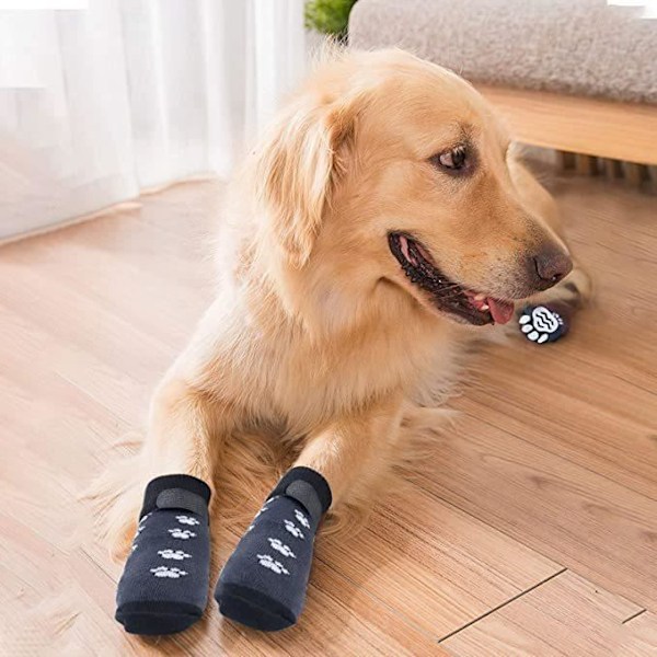 Skridsikre sokker til hunde og katte - Beskyt kæledyrspoter og indendørs gulve med skridsikre greb Non-slip M
