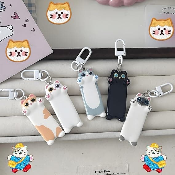5 stk. Mini Søde Katte Nøglering, til Kvinder Rygsæk Nøgleringe, Taske Charms Katteelsker Gave, Dekorative Nøglering Tilbehør