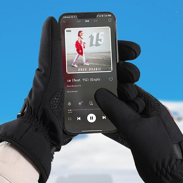 Skihandsker Vinter Varme Thinsulate Vandtætte Touchscreen Udendørs Vindtætte - Sort