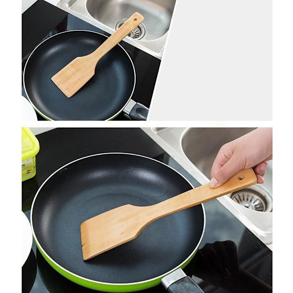 Universal ergonomisk kjøkkenstekespade i tre – multifunksjonell stekespade for hjemmekoking