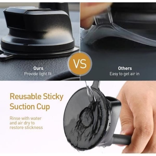Biltelefonholder, Universal Bilmontering Sugekop med 360° Rotation til iPhone XS, XR, XS Max, 8 Plus, 8, 7 Plus osv.
