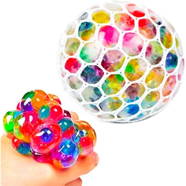 Vattenpärle-klämboll - Flerfärgade vattenpärlor för sensorisk stimulering, stressboll, squishy fidget-leksak, ångestlindring, 6 cm