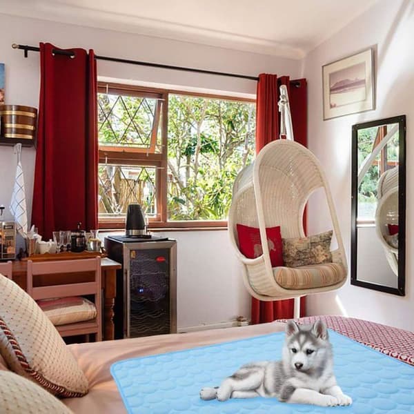 AIMOONSA Kølemåtte til hund og kat 70 x 55 cm — blå, selvkølende