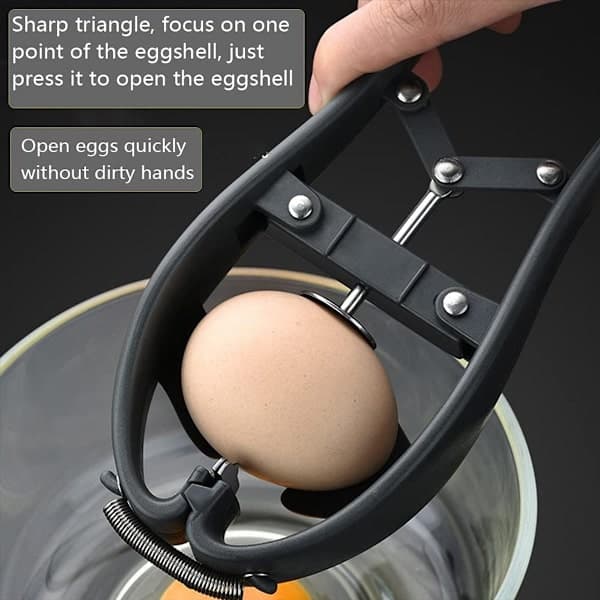 Egg Cutter Rustfritt Stål Eggeskallkutter Eggplukker Eggåpner Rustfritt Stål Eggåpner og Separator Egg Cracker Multifunksjonell Gadget Svart 1