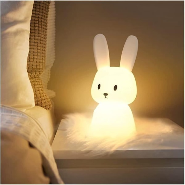 Baby Kanin Natlampe Touch 7 Farver Lys Timer Funktion Sengelampe til Børneværelse Gave Legetøj Natlampe