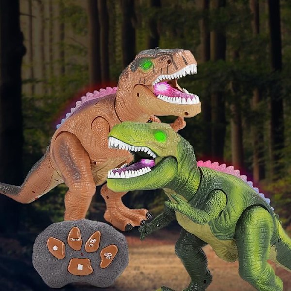 Dinosaur Legetøj - LED Lys - Går og Brøler - Fjernstyret