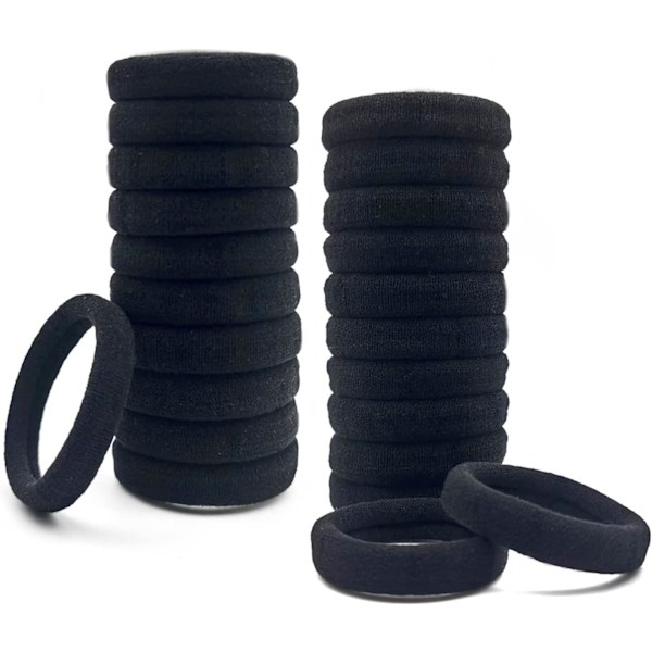 Hårband för kvinnor, 100-pack Svarta hårband Sömlösa Mjuka Hårband för Tjockt Lockigt Hår, Starka Elastiska Hästsvanshållare Håraccessoarer