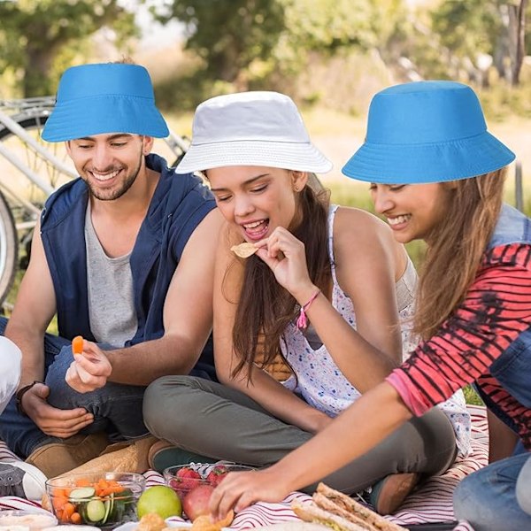 2-pak Sommer Fiskerhatte, Bomulds UV-beskyttelse Bucket Hat, Regnhatte til Kvinder og Mænd