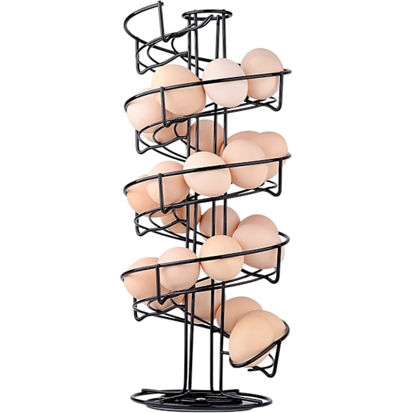 Spiraldesign Egg Skelter Dispenser Rack i Metall, Oppbevaringsstativ, Svart
