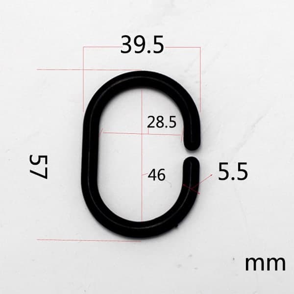 Duschdraperiringar - Duschdraperiringar - 12 Duschdraperikrokar - Svarta C-formade