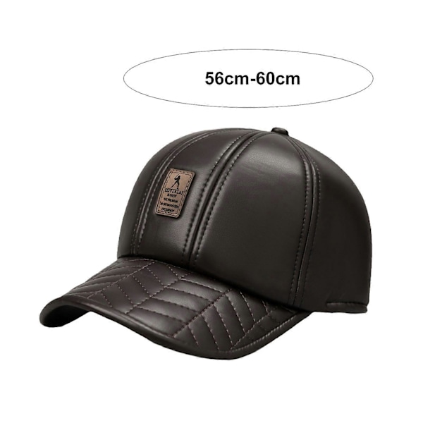 Höst Vinter Skärmmössa Faux Läder Vindtät Förtjockad Plysch Enfärgad Kupol Mjuk Varm Lång Skärm Halkfri Medelålders Herr Baseballkeps Coffee