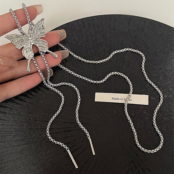 Dra Butterfly Halsband för Kvinnor 2023 Populärt Mode Halsband Överdrivet Lång Krage Kedja Midjekedjor Tillbehör