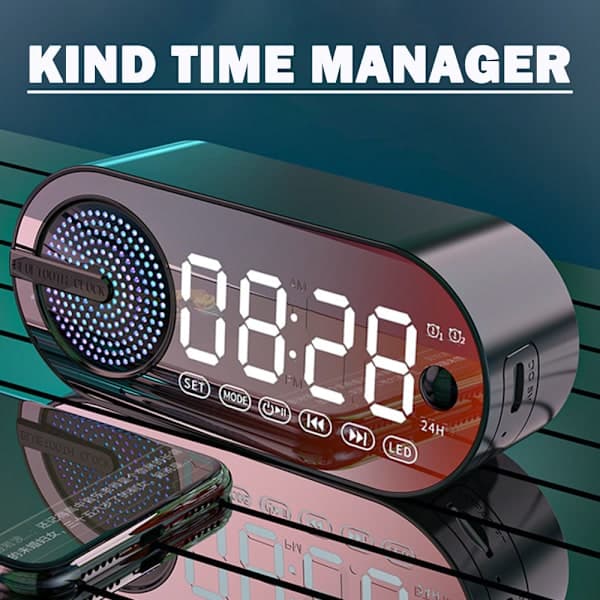 Bluetooth-kompatibel AI-klocka Färgglad LED Digital Display Klocka Väckarklocka för sovrum Rosa Pink