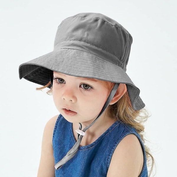 Barnesolhatt Justerbar Solhatt Pustende Strandhatt For Gutter Jenter_ll 12-24 Måneder Grey