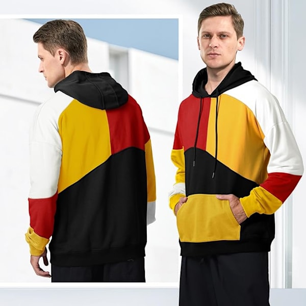 Herrehettegenser, Hip Hop-genser med hette, Unisex fritidssport-sweatshirts vår høst vinter Red and black