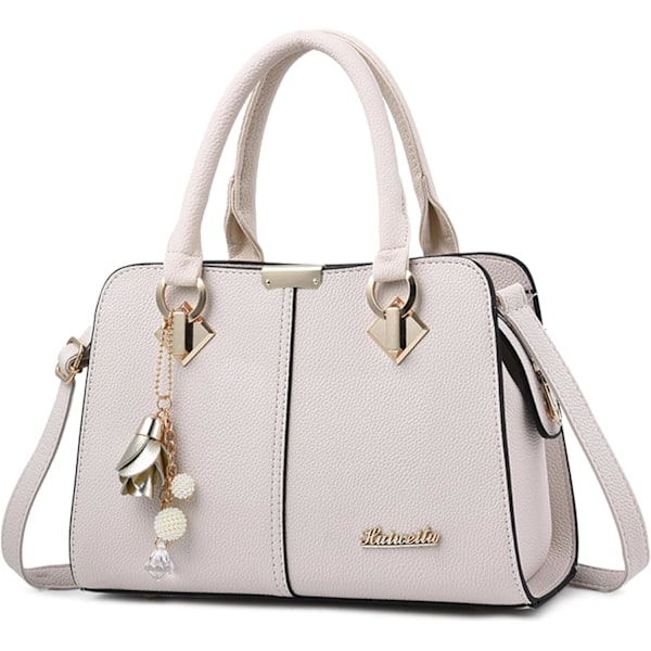 Håndvesker for kvinner Elegant anheng Damer Skuldervesker Topphåndtak Crossbody Veske PU Lær for Shopping Arbeid Dating White