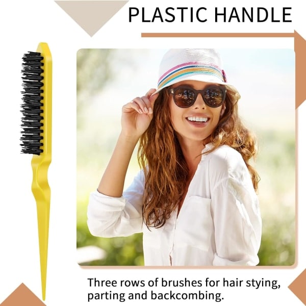 3-pack borste set för styling, borste med plastborst, kam för styling av kanter, robust kam med råttsvans