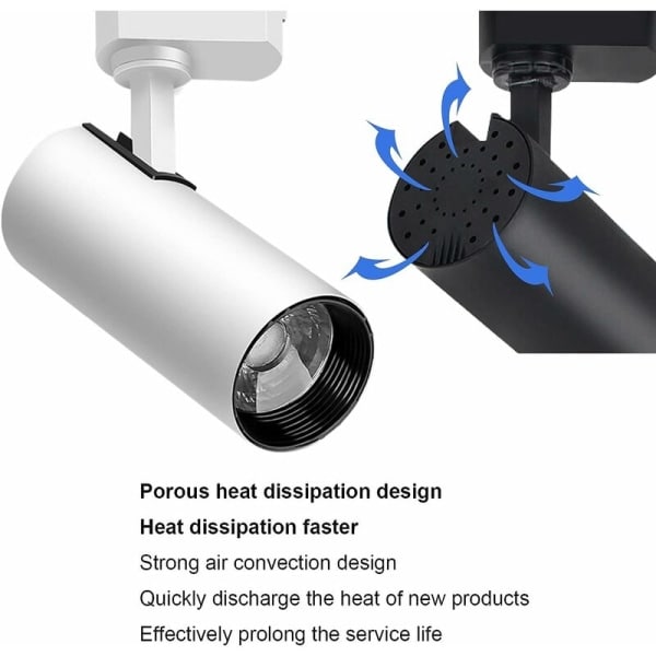 COB-spårstrålkastare klädbutik strålkastare LED-ljus spårstrålkastare LED-spårbelysning köpcenter utställningshall spårbelysning 20W vitt skal 4000K neutralt ljus